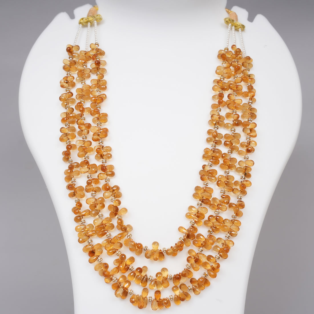 Natural Citrine Faceted Drops Necklace