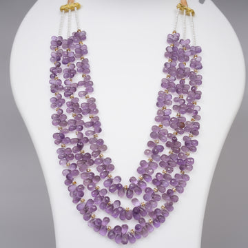 Natural Amethyst Faceted Drops Necklace