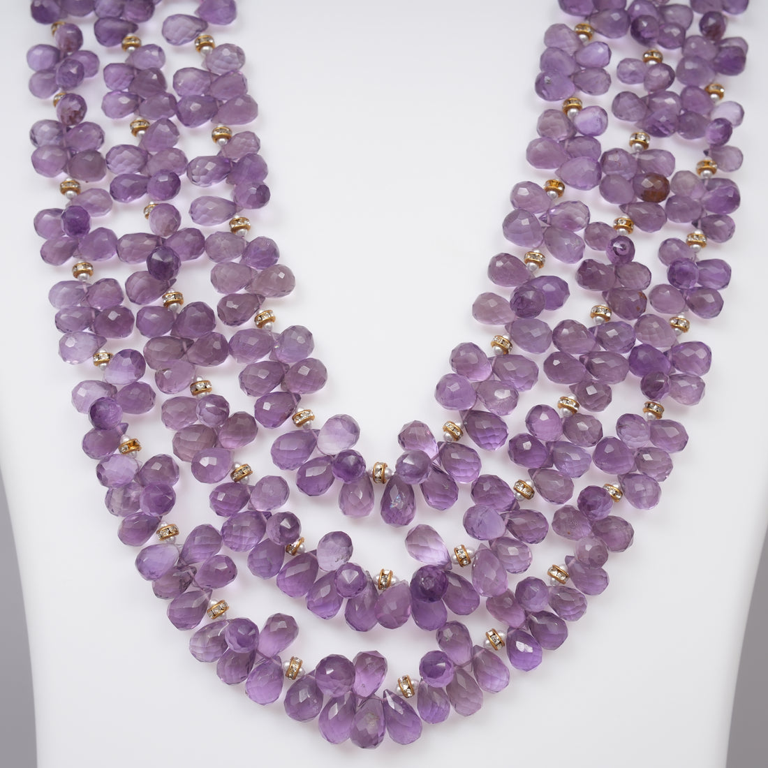 Natural Amethyst Faceted Drops Necklace