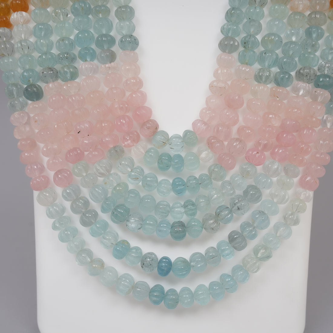 Multi Aquamarine carved melons