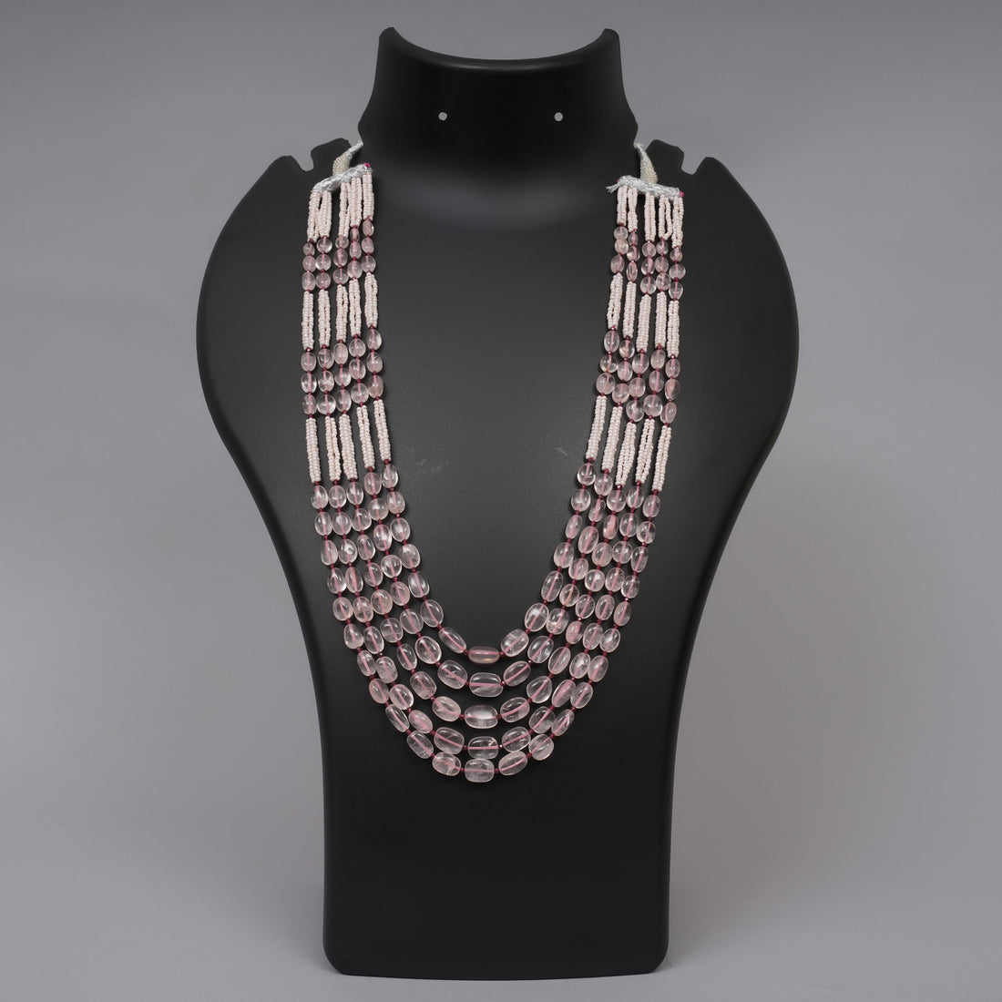 Natural Rose Quartz Smooth Ovals with Garnet Beads & Pearls
