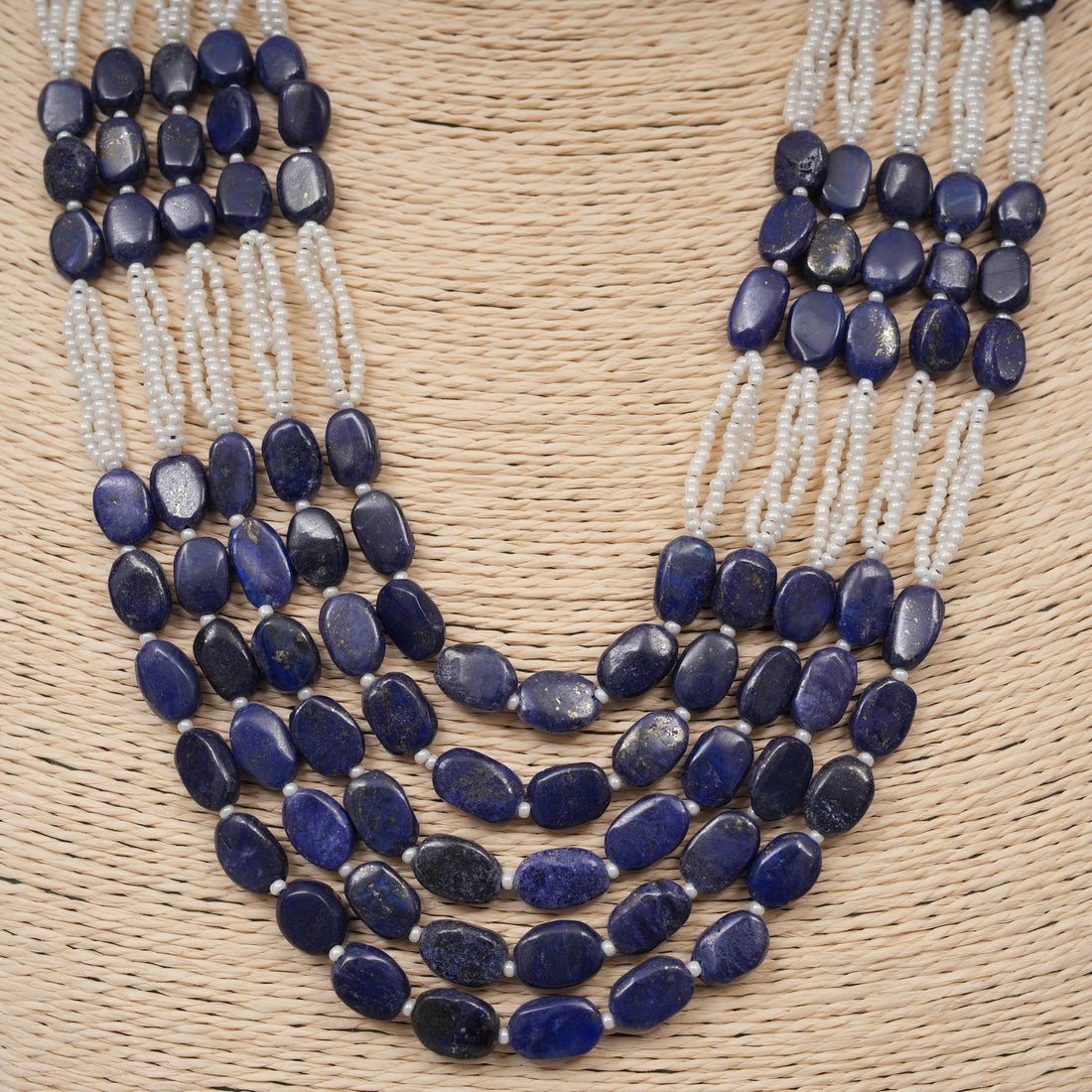 Natural Lapis Lazuli Smooth Ovals with Pearls