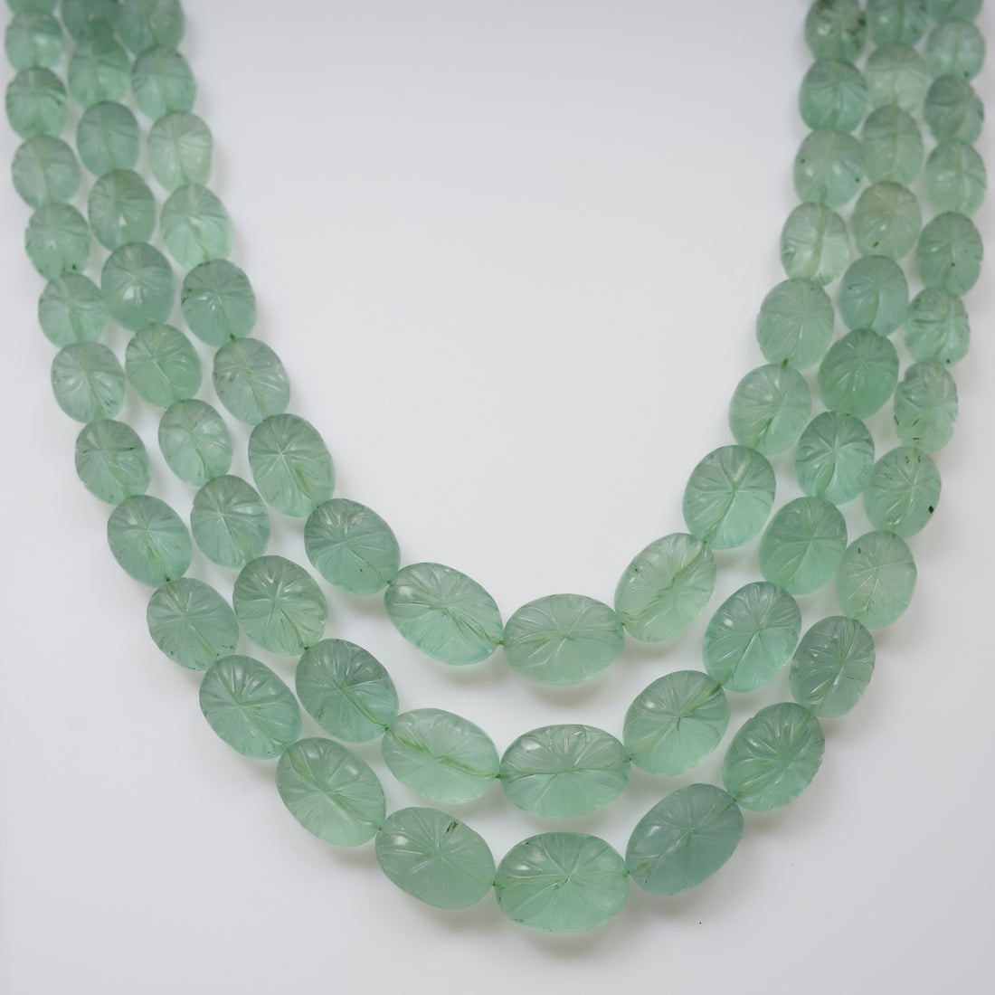 Natural Fluorite Carved Oval Beads