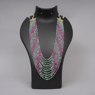 Natural Colombian Emerald Smooth ovals with Natural Pink Sapphire smooth ovals
