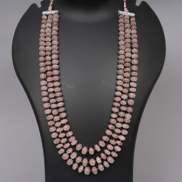 Natural Rose Quartz Smooth Beads with Garnet Beads
