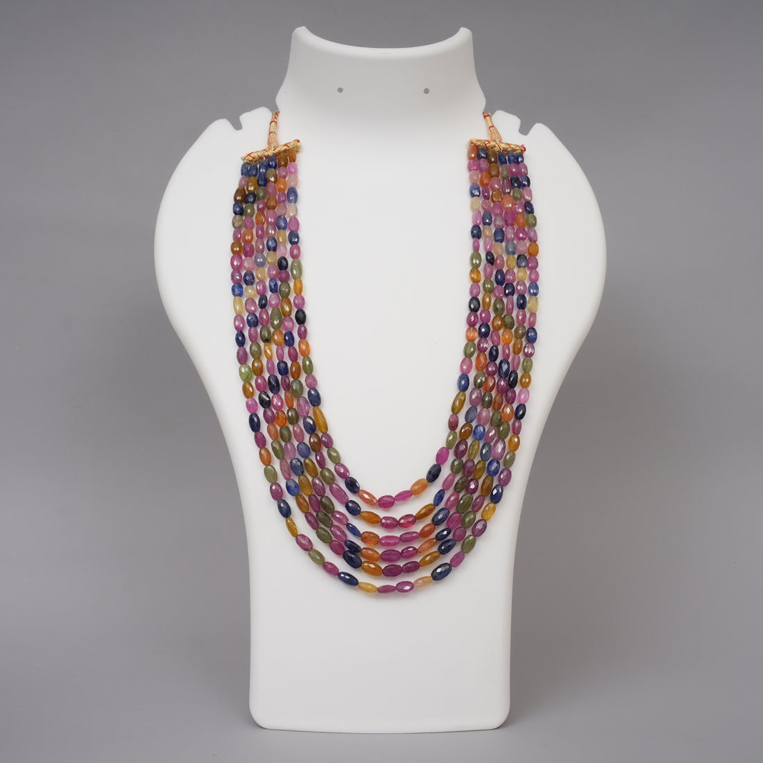Natural Multi Sapphire Faceted Ovals Necklace