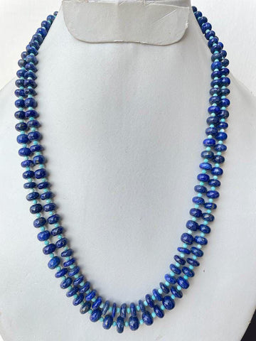 Natural Lapis Lazuli Smooth Beads with Turquoise Beads Necklace Jewelry