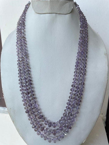 Natural Pink Amethyst Smooth Beads Necklace Jewelry