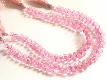 Fine AAA Quality Mystic Pink Topaz Faceted Drops Briolettes – 1 Strand