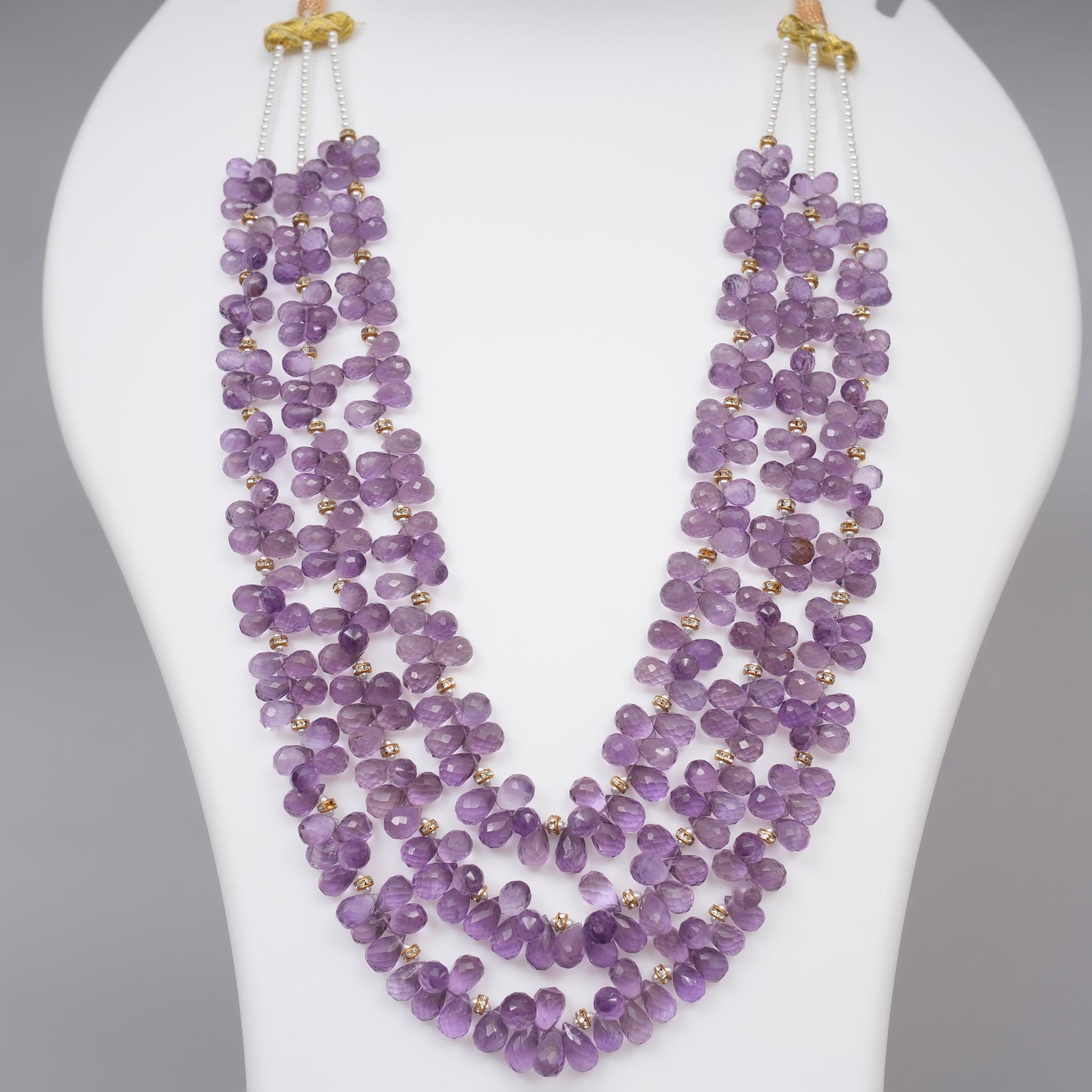 Natural Amethyst Faceted Drops Necklace
