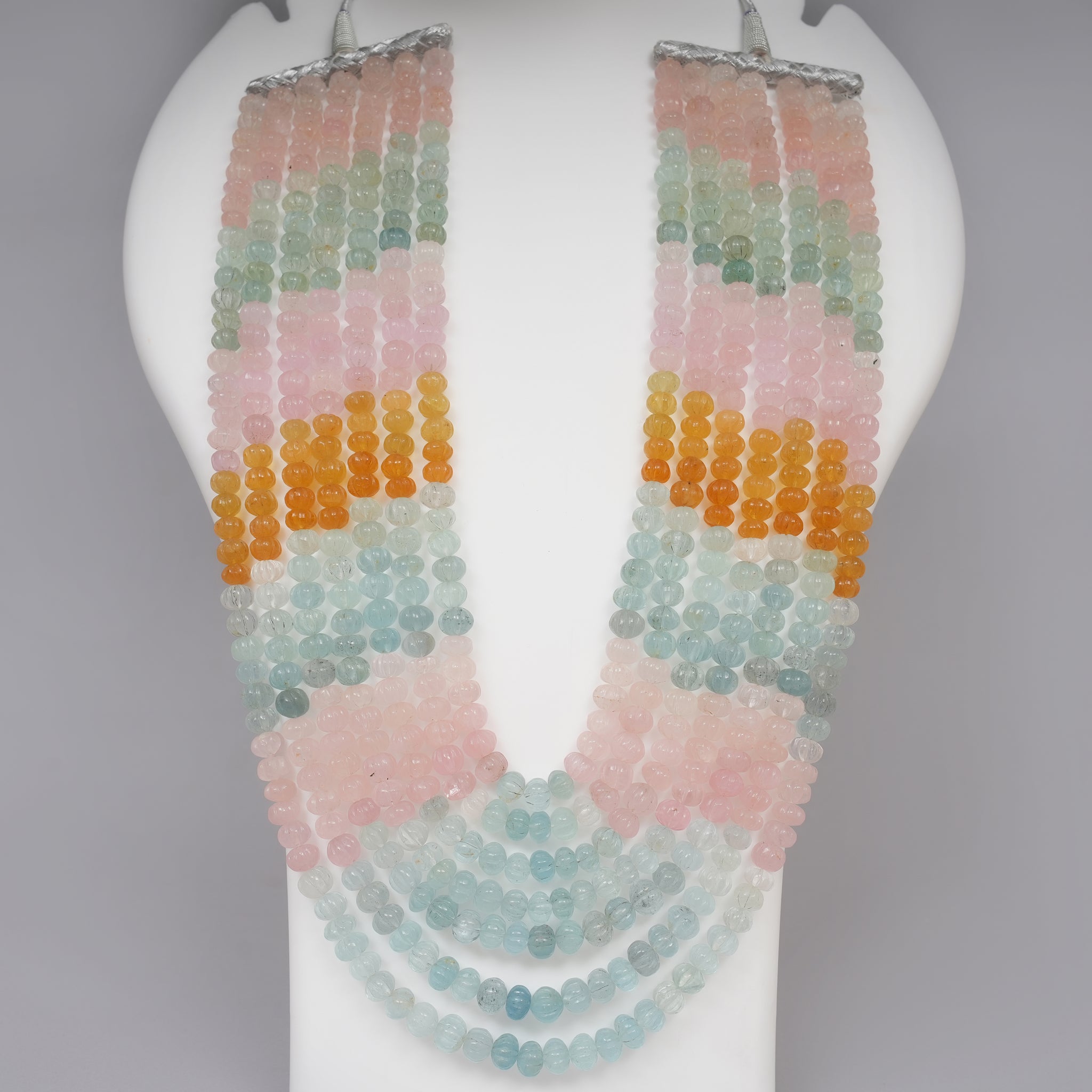 Multi Aquamarine carved melons