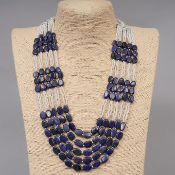 Natural Lapis Lazuli Smooth Ovals with Pearls