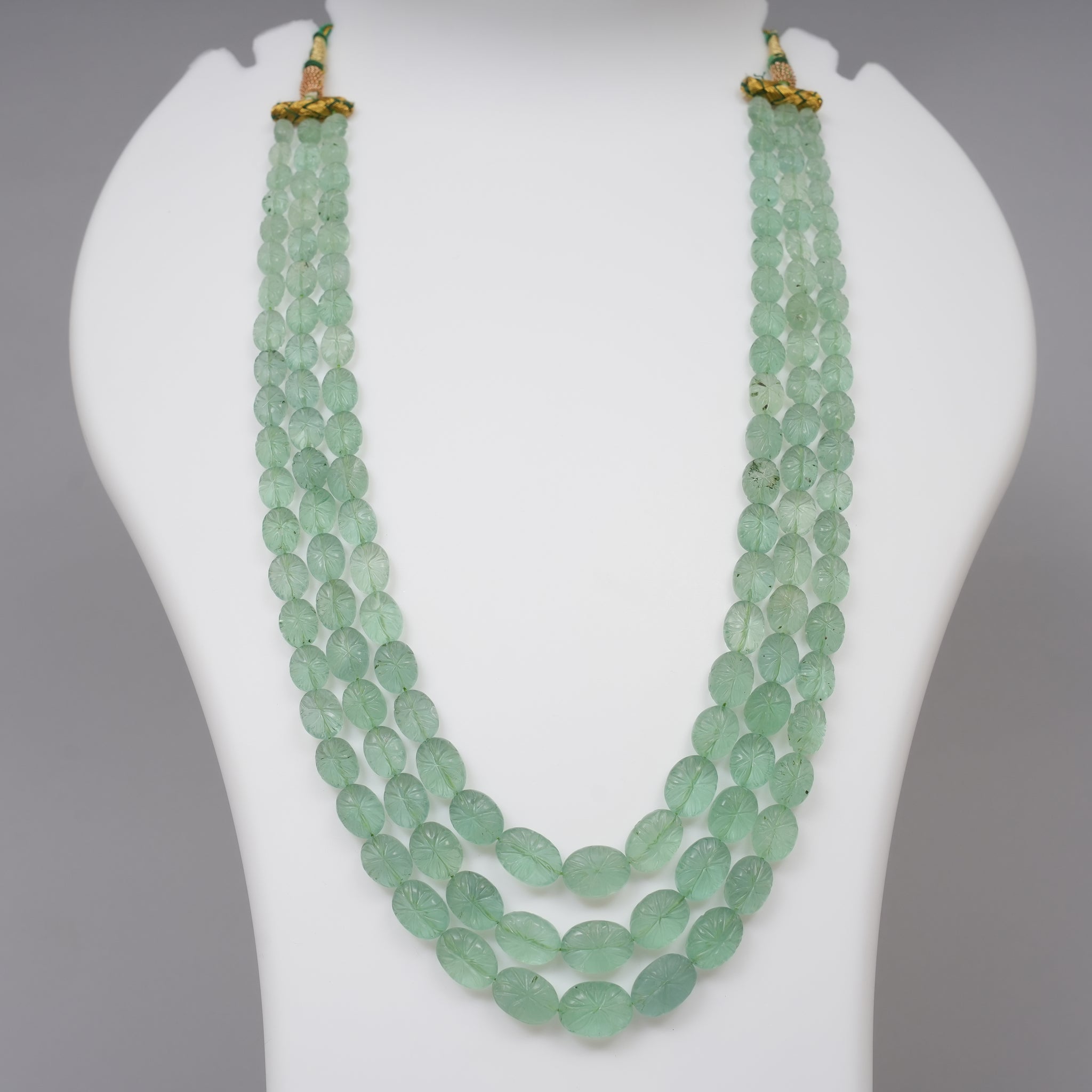 Natural Fluorite Carved Oval Beads