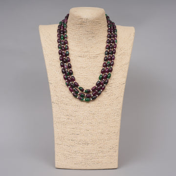 Natural Ruby Zoisite Smooth Oval Beads with Pearls