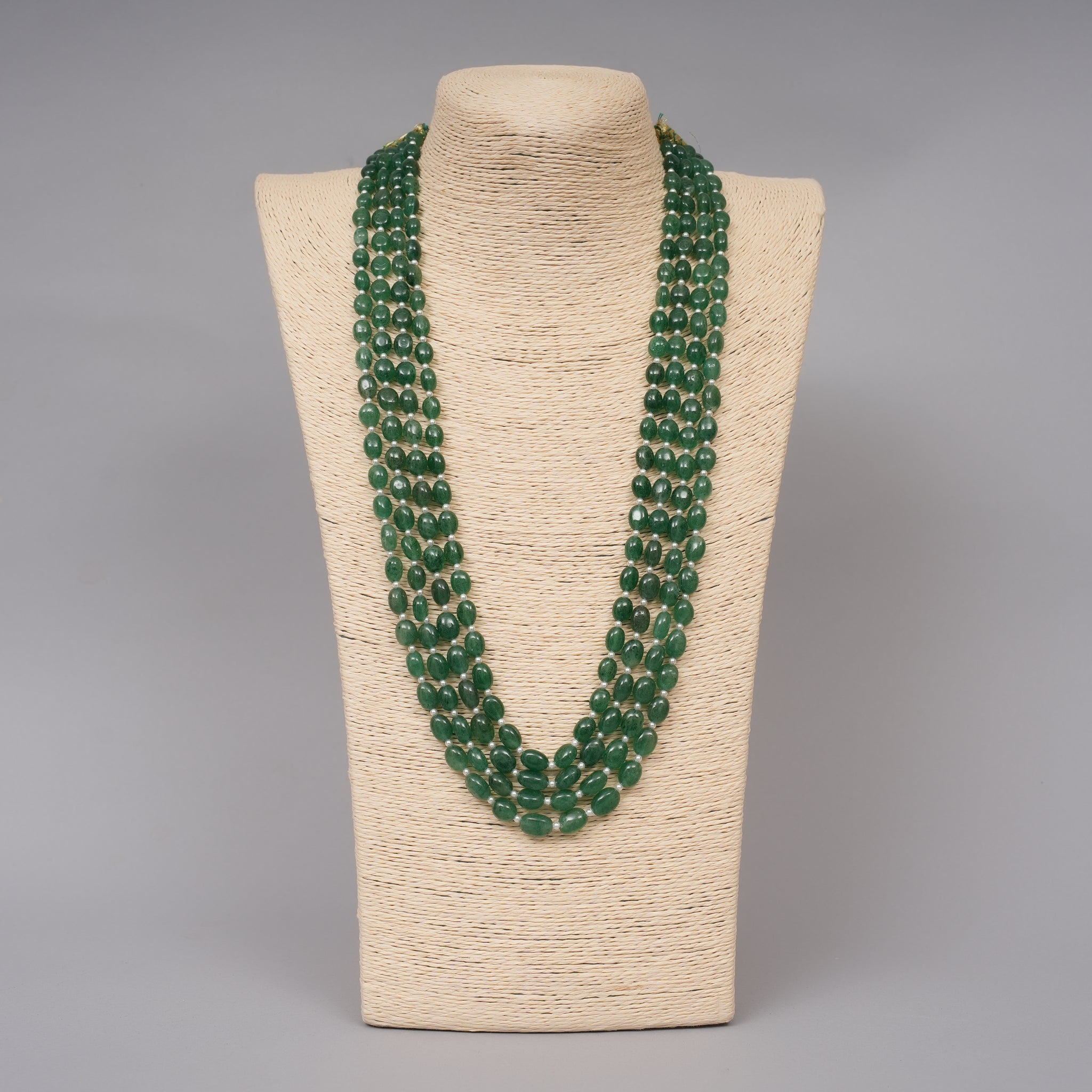 Natural Green Strawberry Quartz Smooth Ovals with Pearls