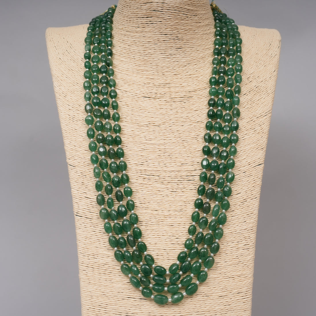 Natural Green Strawberry Quartz Smooth Ovals with Pearls
