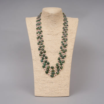Natural Zambian Emerald Smooth Ovals with Ruby Beads & Pearls