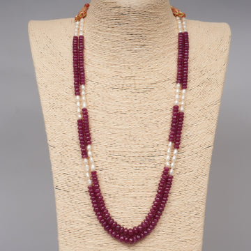 Natural Ruby smooth beads with pearls