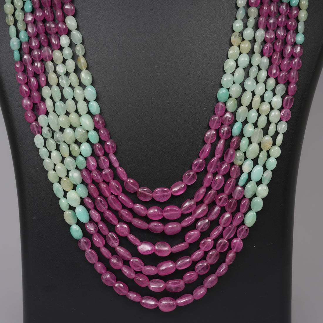 Natural Colombian Emerald ovals with Natural Ruby smooth ovals