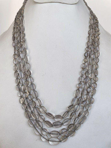 Natural Smoky Quartz Smooth Ovals Necklace Jewelry