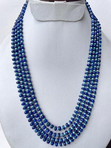 Natural Lapis Lazuli Smooth Beads with Turquoise beads Necklace Jewelry