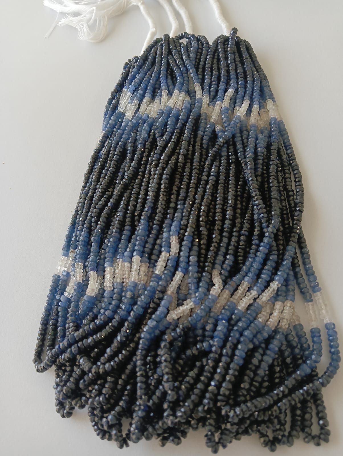 Natural Blue Sapphire Shaded Faceted Beads – 1 Strand