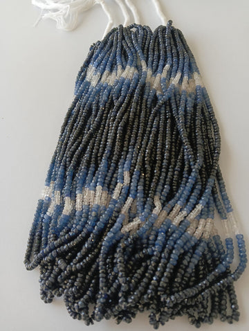 Natural Blue Sapphire Shaded Faceted Beads – 1 Strand