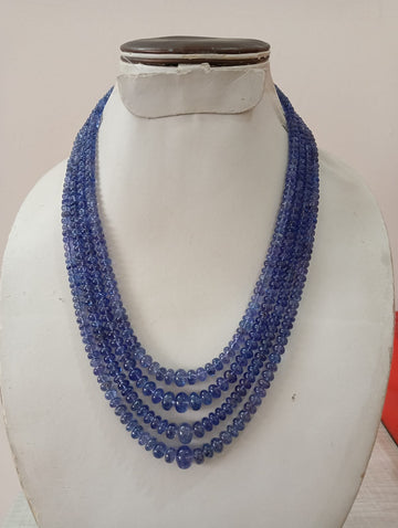 Natural Tanzanite Smooth Beads – 4-Strand Necklace